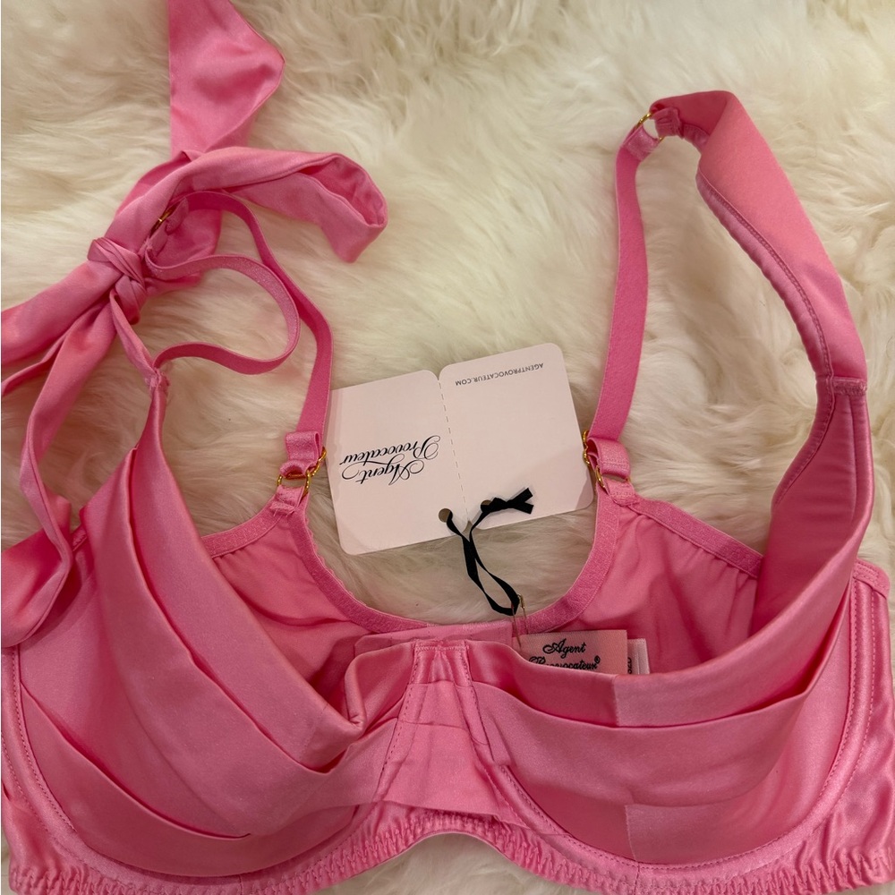 Agent Provocateur Sugar Pink bra silk ribbon bow NWT